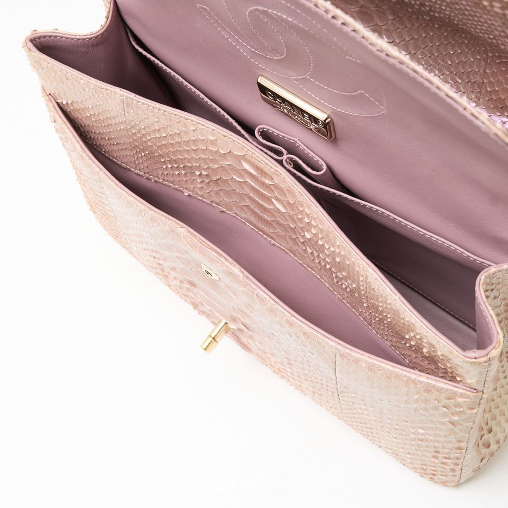 Chanel Bag Python Chain Pink Beige Shoulder Matelasse - Picture 9 of 16